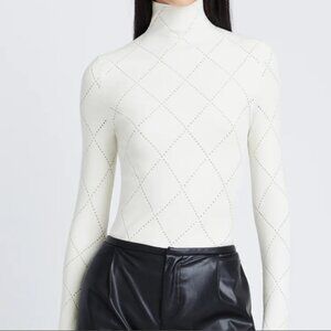 Proenza Schouler White Label Pointelle Diamonds Turtleneck Top